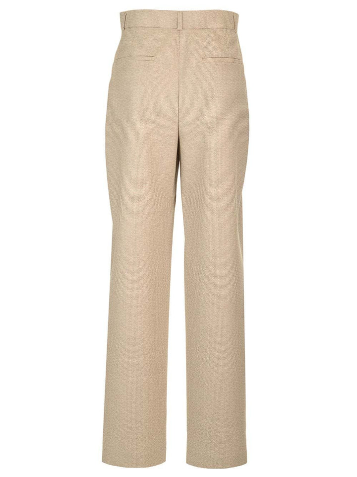 Fendi Micro Check Wool Trousers - Beige | c8444f409109352576f4f02ca9da6109326c1fe9
