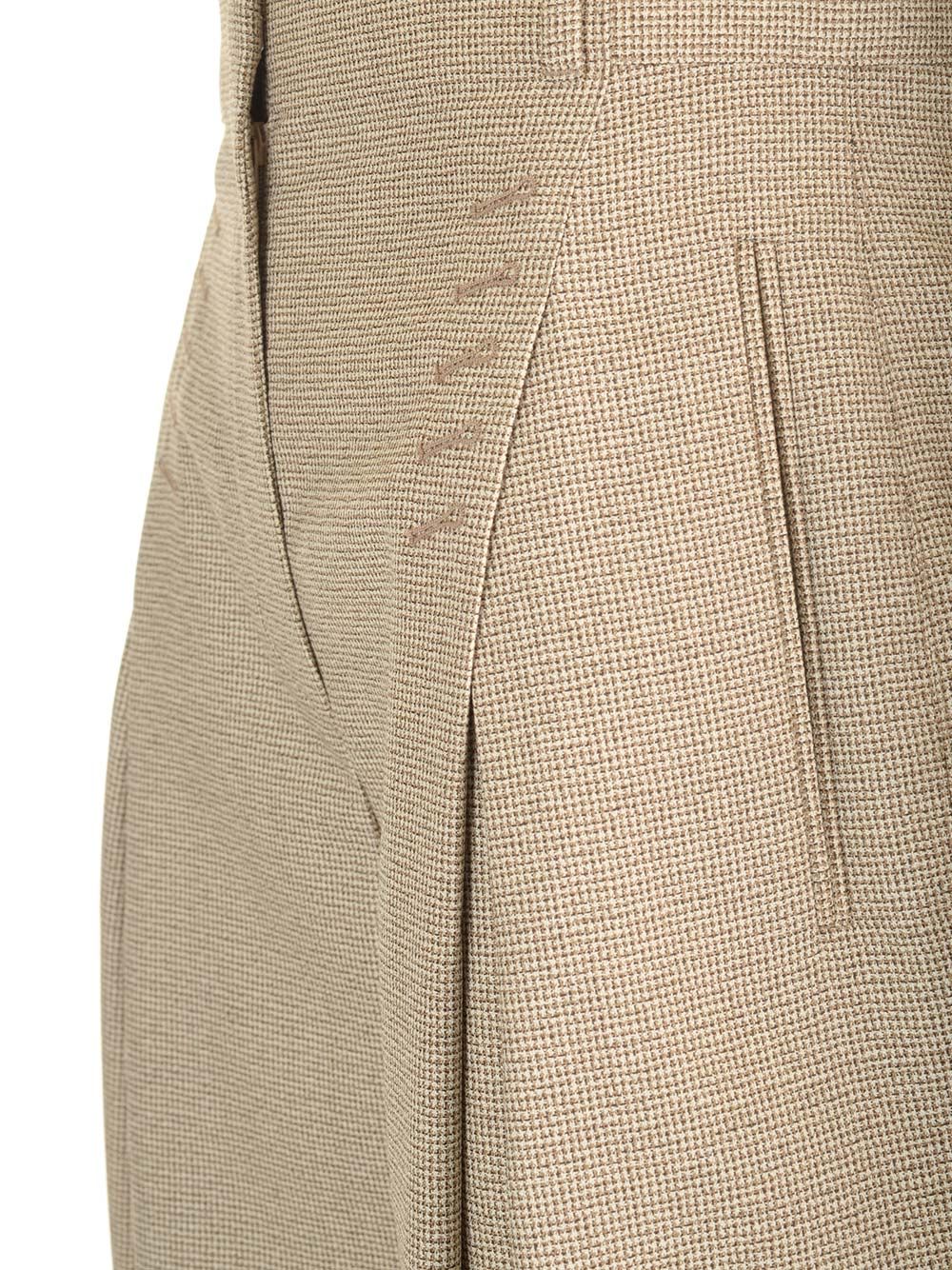 Fendi Micro Check Wool Trousers - Beige | fb8c03c87aee1d4724f95dcbd4356ecb78fbb88c