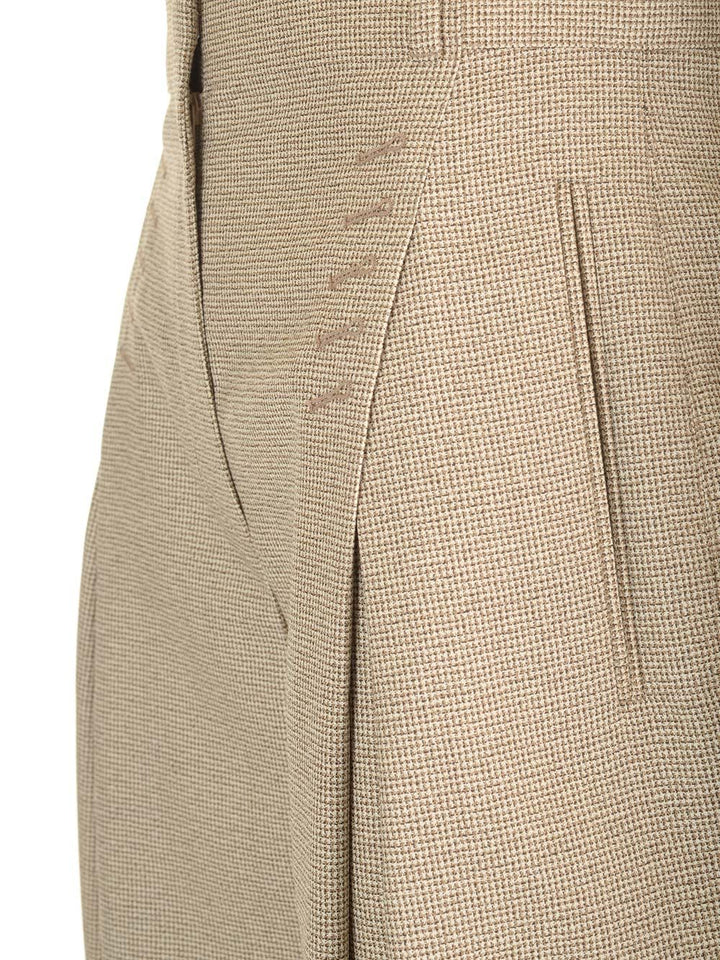 Fendi Micro Check Wool Trousers - Beige | fb8c03c87aee1d4724f95dcbd4356ecb78fbb88c