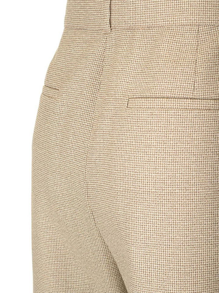 Fendi Micro Check Wool Trousers - Beige | d904b6c9afdb5e2d28cc8c907cf032e46903721e