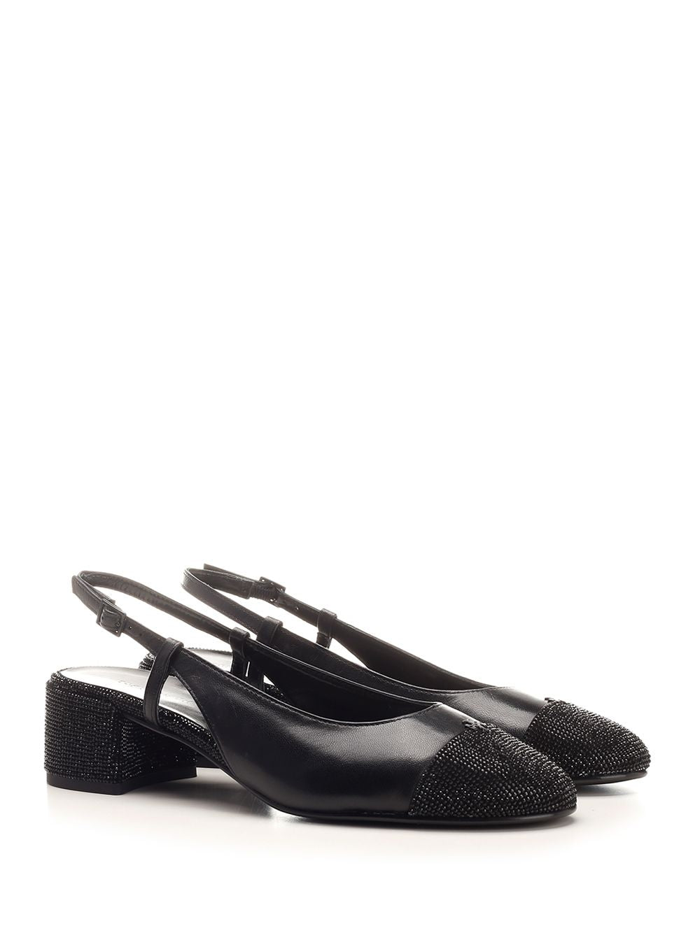 Tory Burch Embellished Slingback Pumps - Black | 8ab8b9a07c69621b33b67de4cce495841f8d2c95