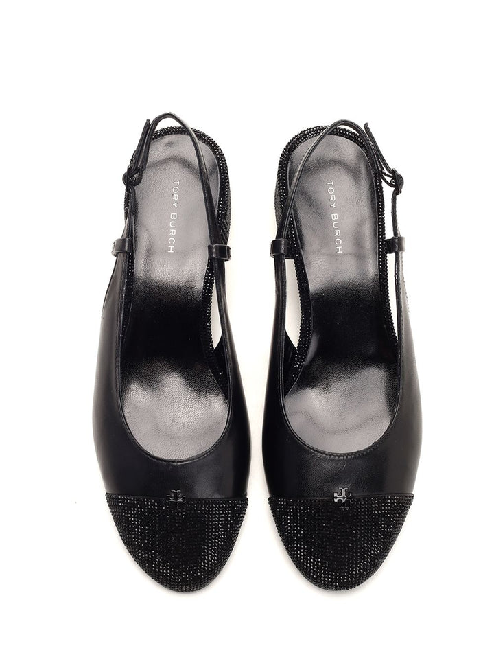 Tory Burch Embellished Slingback Pumps - Black | 00b380dbcf901dfcfd8f5b3551a413a2955e67be