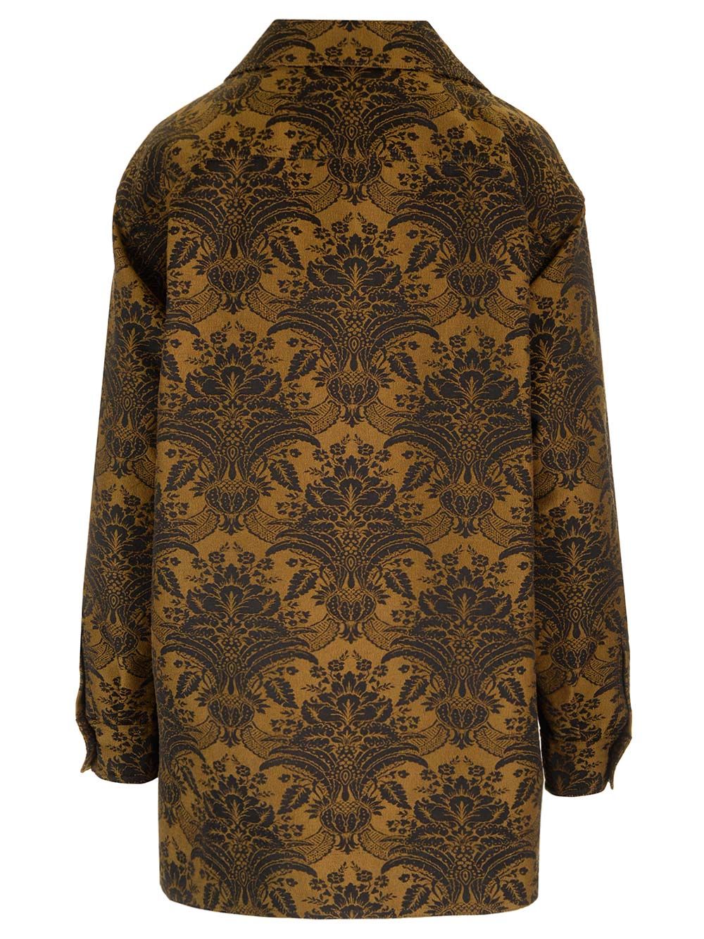 Max Mara Jacquard Wool Tunic Blouse Tops - Brown | c1c478140df77a0f39f02b9ce5b01a46fe7219b7