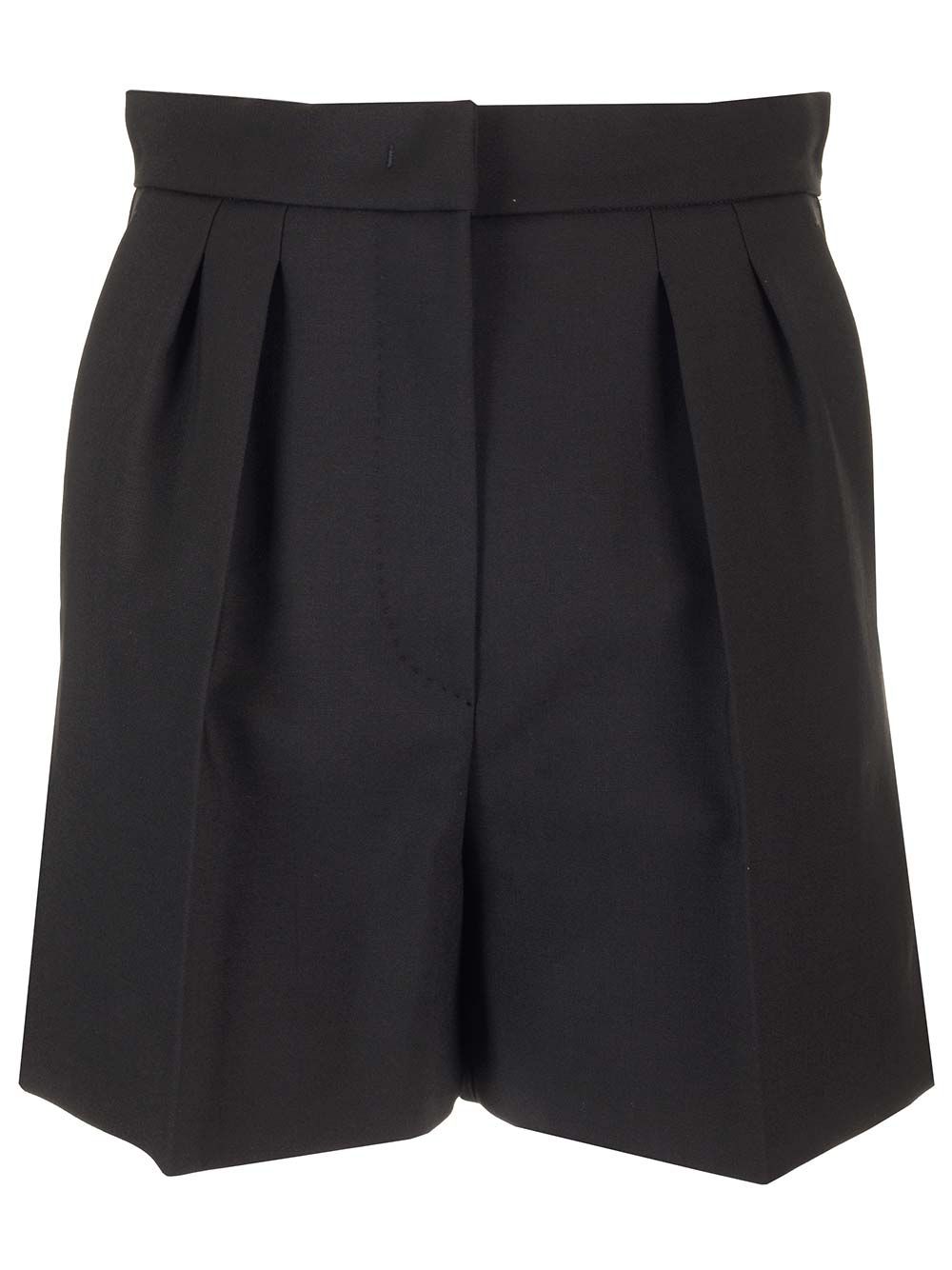 Max Mara Wool Canvas Shorts Trousers - Black | 3764bcbde5a7a778b280fe0b61fa15caf8c1aff4