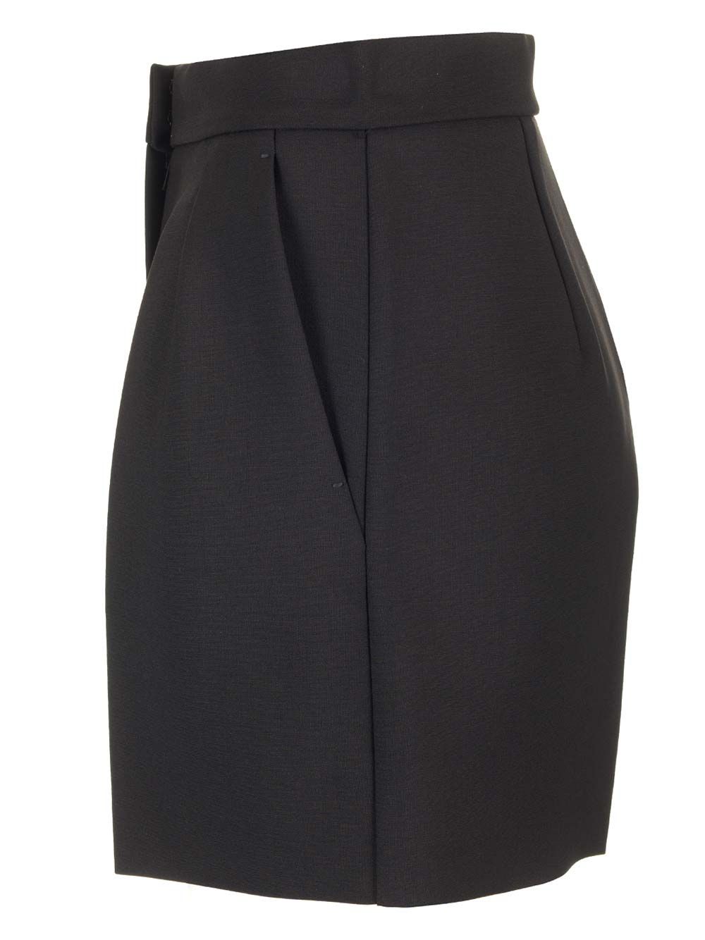 Max Mara Wool Canvas Shorts Trousers - Black | 21edc09c6d16b0bf49a8cbfb695bcab654fa03b3