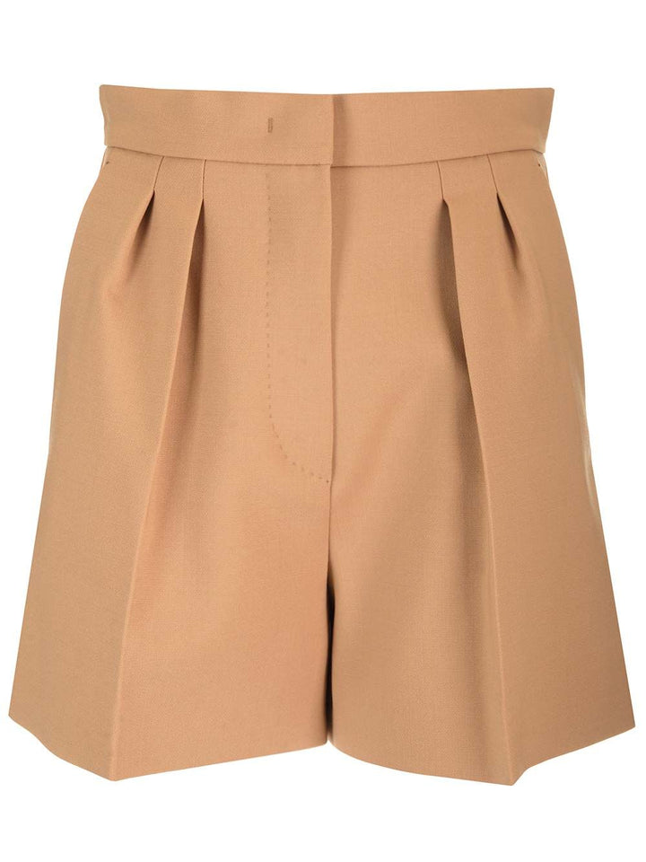 Max Mara Wool Canvas Shorts Trousers - Beige | e167438a81f04abbdf45c01465918c25fdbe1a39