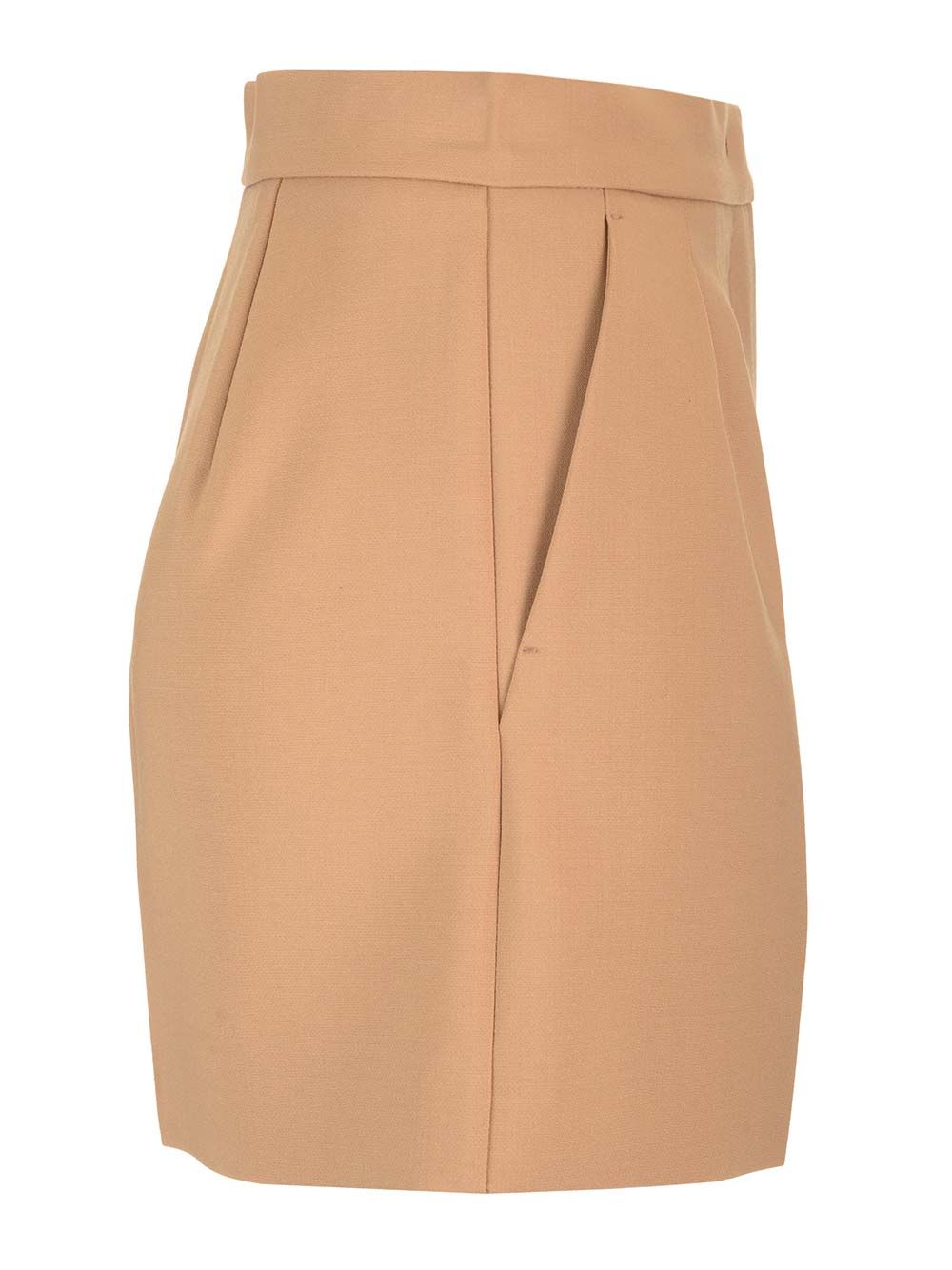 Max Mara Wool Canvas Shorts Trousers - Beige | 79b38fd2db0745eb0f7833e1dcfaf86e48ab0960