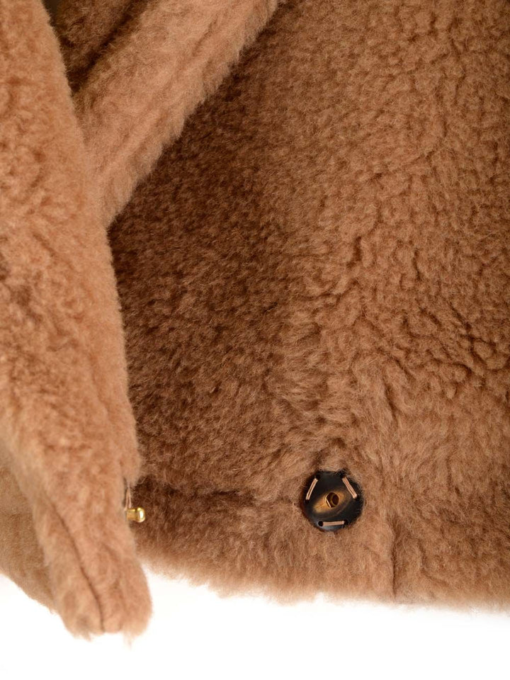 Max Mara Camel Teddy Cropped Jacket Coats - Beige | 88a5f2c8439c61989738e61a2efc9dd4d28b3808