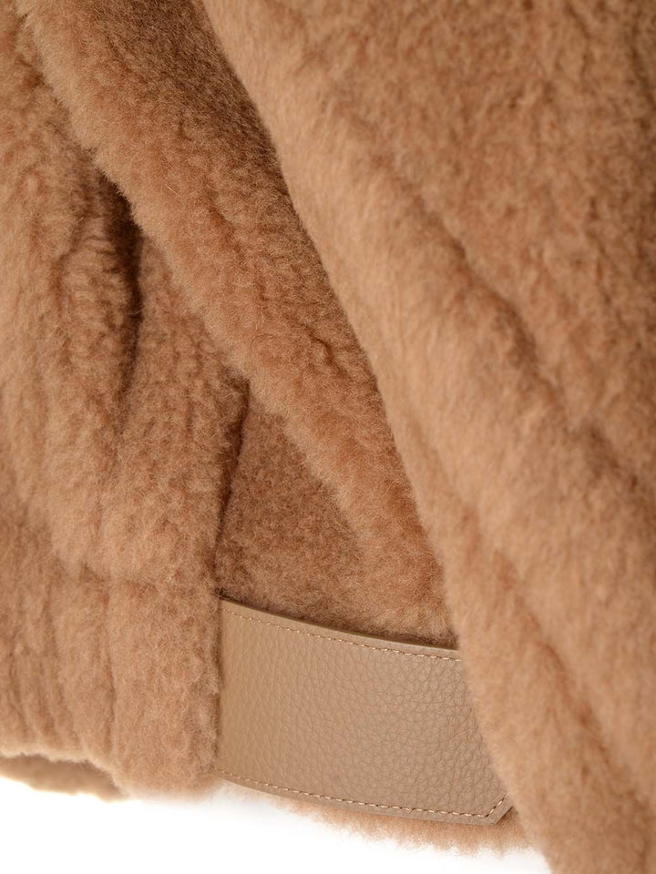 Max Mara Camel Teddy Cropped Jacket Coats - Beige | 129b6b29f4ea1ea5411d11285b00265551ba2afe