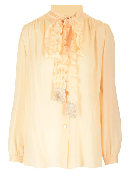 Crepe De Chine Shirt Shirts Beige