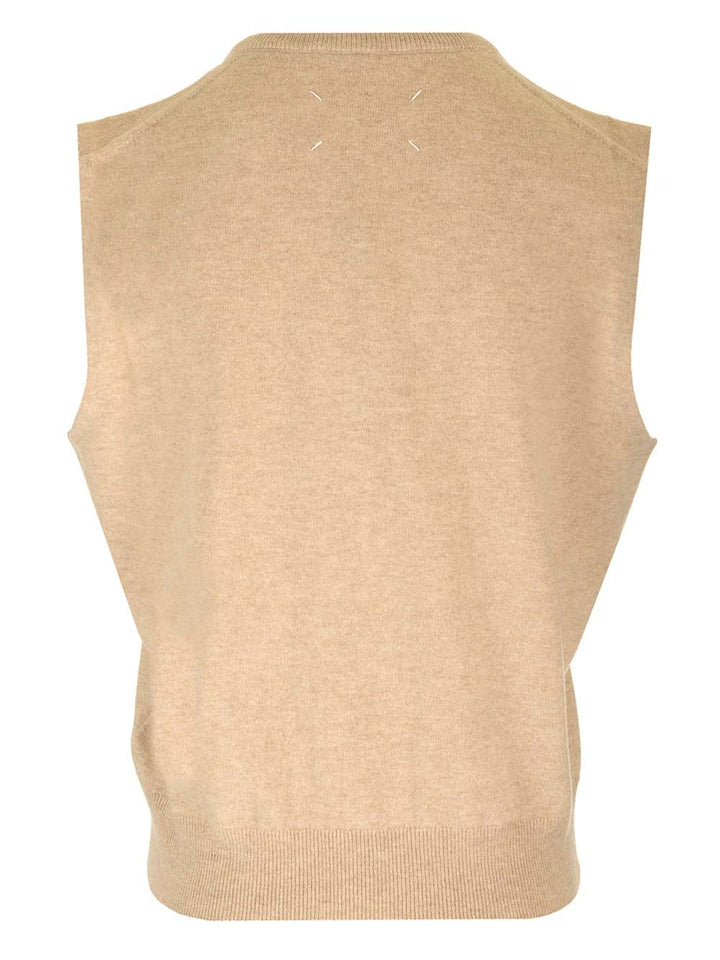 Maison Margiela V-Neck Vest Knitwear - Beige | 1ce126621ff04b0e92bb41a35a38c7b448cd2057