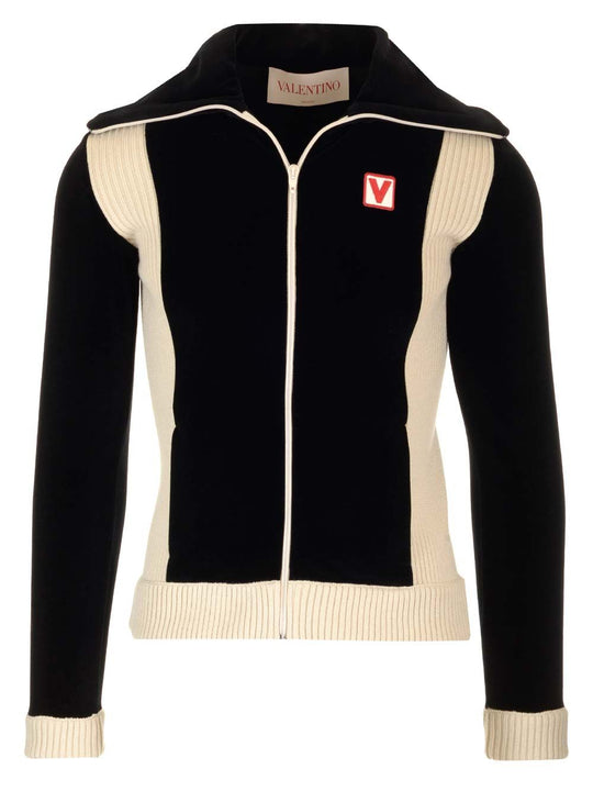 Chenille Sweatshirt With Patch Jackets Black