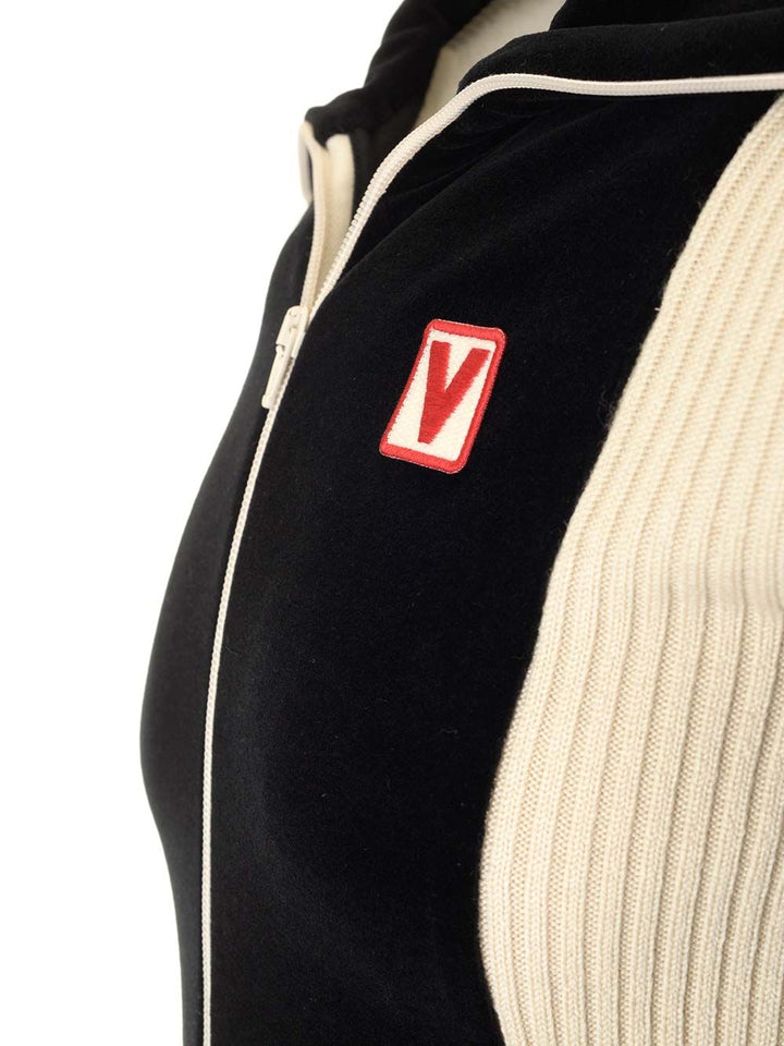 Valentino Garavani Chenille Sweatshirt With Patch Jackets - Black | bc1c833d607de9cffc63654259e181cec6411aea