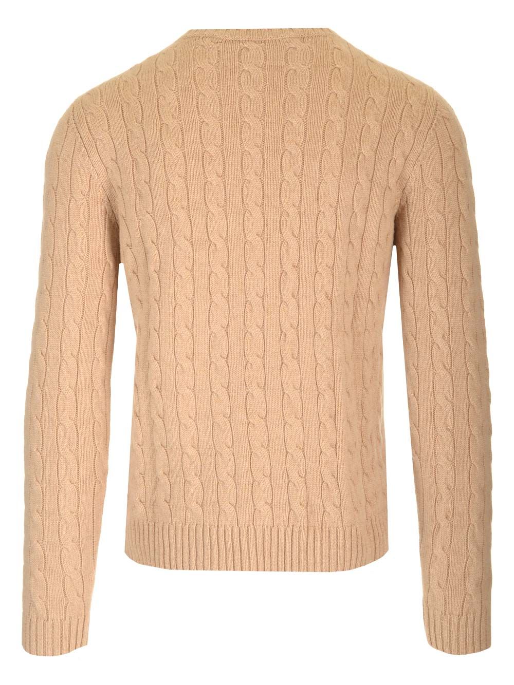 Valentino Garavani Cable Knit V Logo Detail Sweater Knitwear - Beige | 441d163ab27933fbe0f9c03c86b997713bfe9bbc