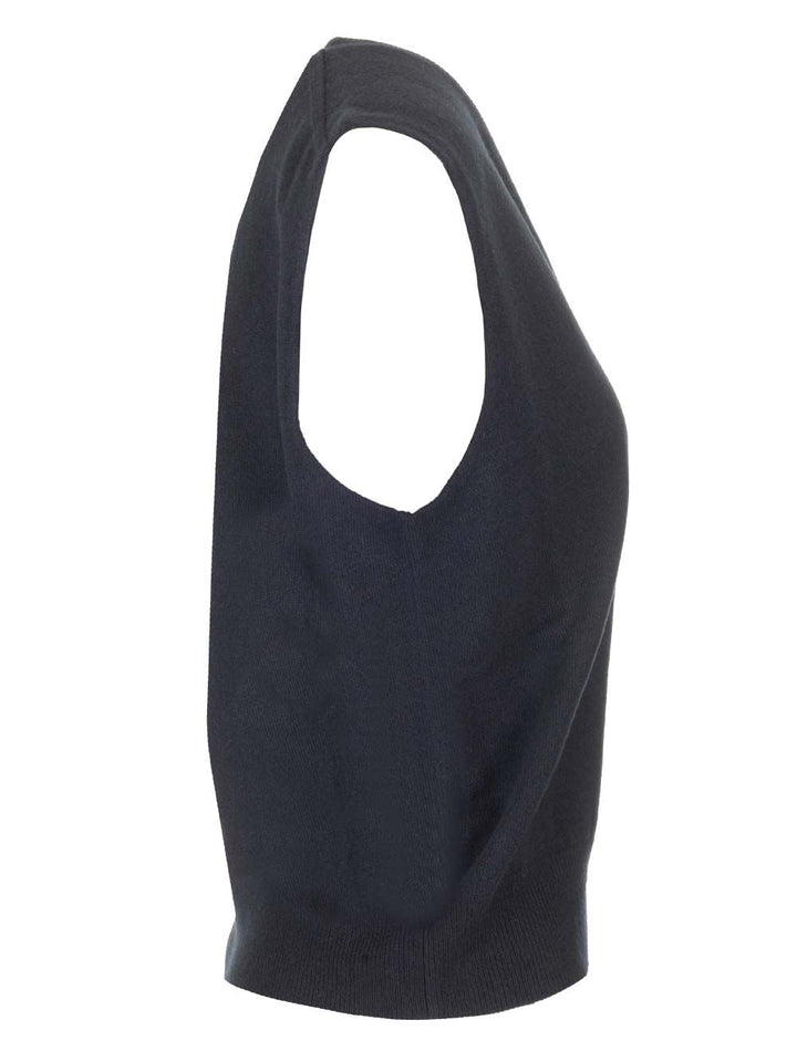 Maison Margiela V-Neck Vest Knitwear - Blue | 79c60aadd3c0c5e9eb24d4f89ab3952a17f1b5d6