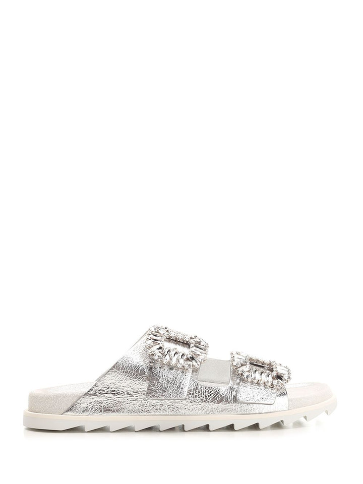 Roger Vivier Slidy Viv Sandals - Silver | 2b59797a06f589673ff34cbf48b82ecfa3a7c3e7