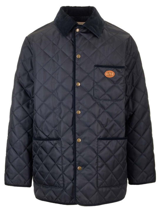 Quilted Nylon Shirt Jacket Coats Blue