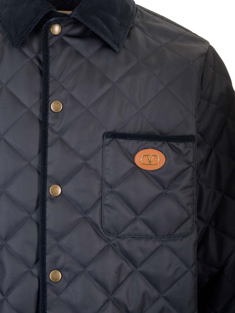 Valentino Garavani Quilted Nylon Shirt Jacket Coats - Blue | b401528aaf47d7a64ab48fb4f8e94d1adb1f5b24