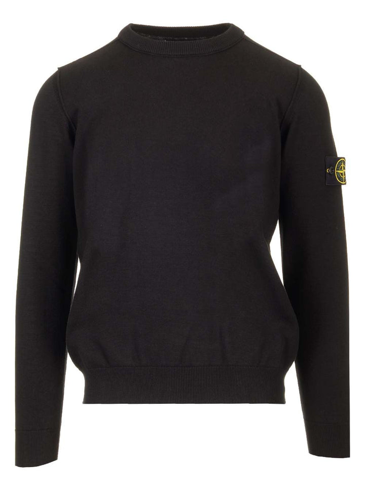 Stone Island Sweater In Organic Cotton Knitwear - Black | 5adf303e5a7d542486a0da4566c7501e6c5aef25