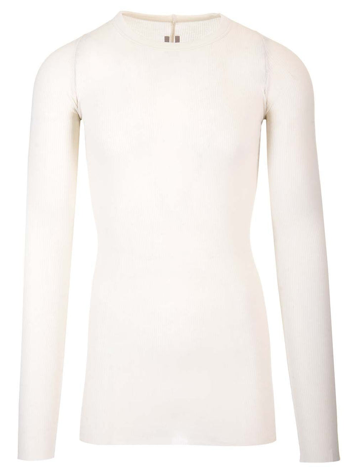 Rick Owens White Long Sleeve Rib T-Shirt - White | a357df6711b6338273c9381865f823f249671a04