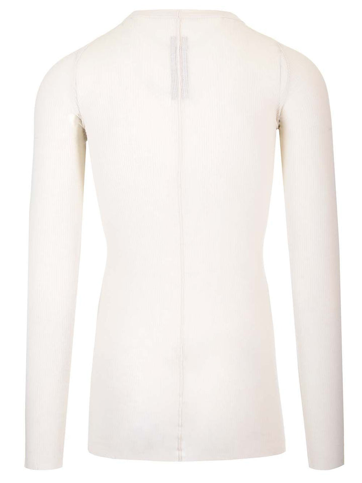Rick Owens White Long Sleeve Rib T-Shirt - White | 92588800b91733ba5db50de44e4b0e56e21f3f95