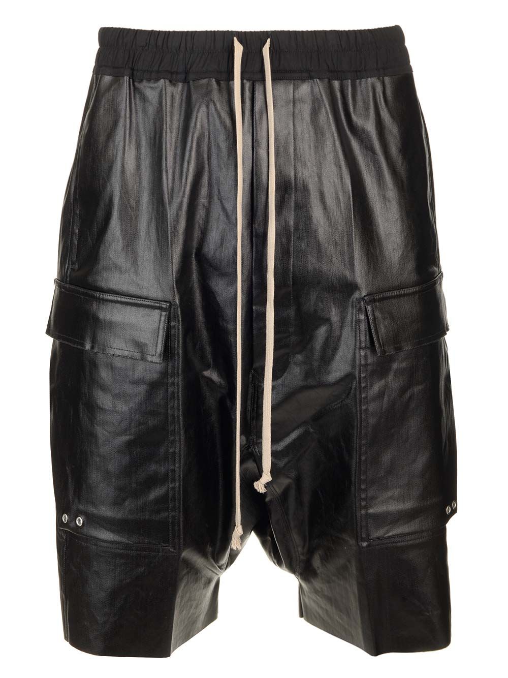 Rick Owens Coated Denim Cargo Shorts Trousers - Black | 7dc3fa4c856480fbc68cffbb0c42b7202de6e309