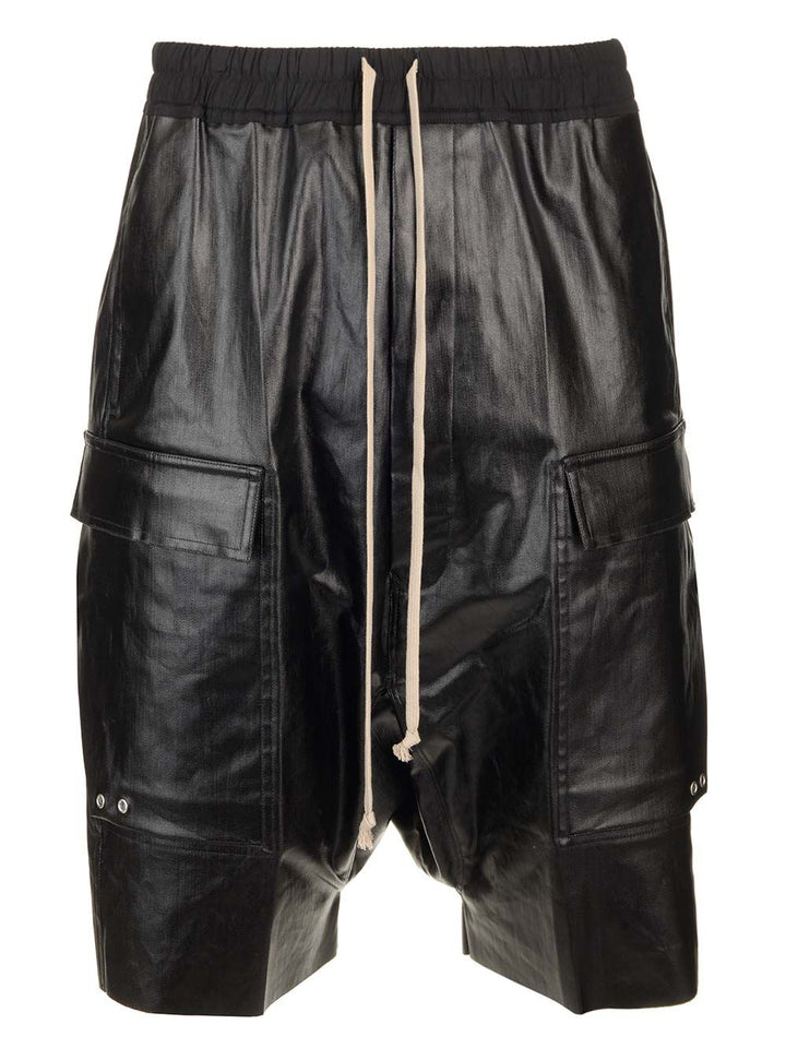 Rick Owens Coated Denim Cargo Shorts Trousers - Black | 7dc3fa4c856480fbc68cffbb0c42b7202de6e309