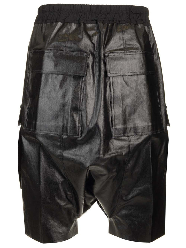 Rick Owens Coated Denim Cargo Shorts Trousers - Black | 4e30acaf090e1a71132d7d67f7f52da8e15d1a63