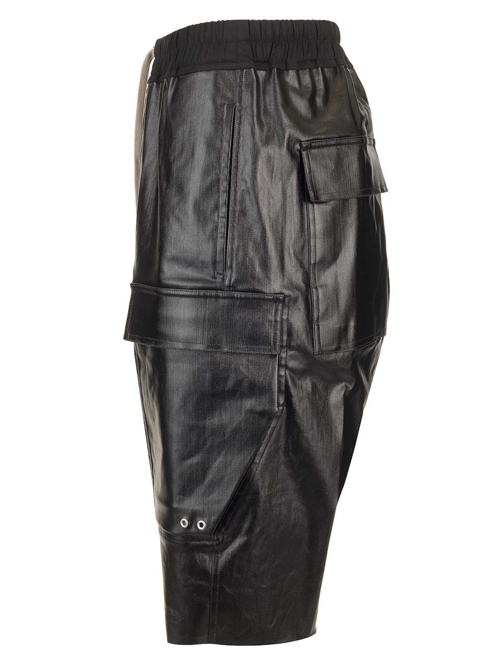 Rick Owens Coated Denim Cargo Shorts Trousers - Black | 16ef23e841e9220b2b8d6a1e2d2bcf0e4f7713f1