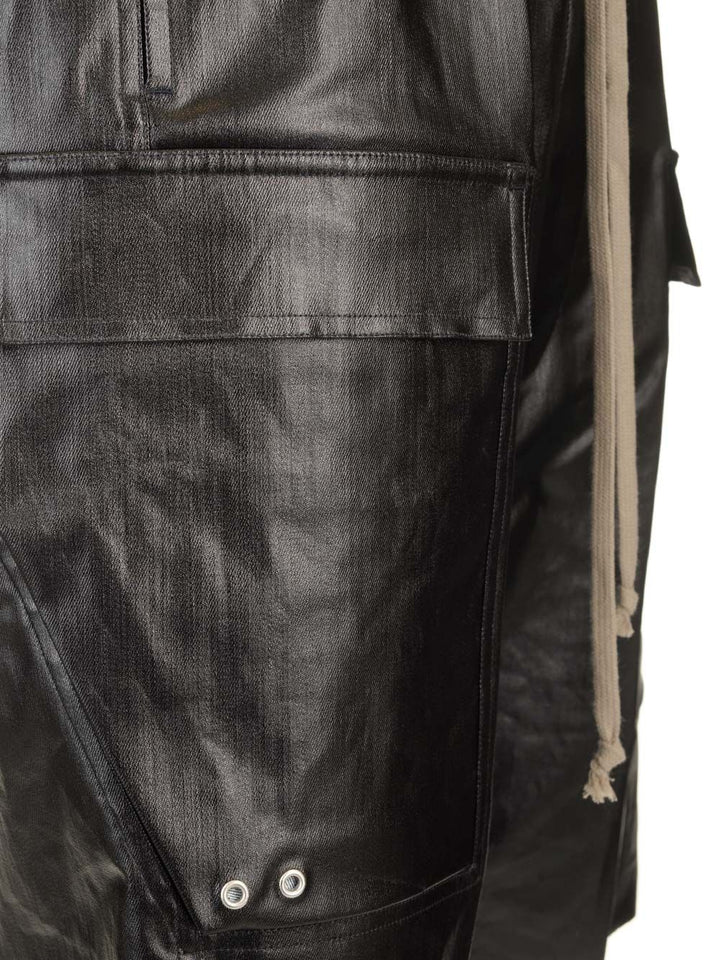 Rick Owens Coated Denim Cargo Shorts Trousers - Black | 5329efa8e75512dd56ff9f3f6f711c1298e50df6