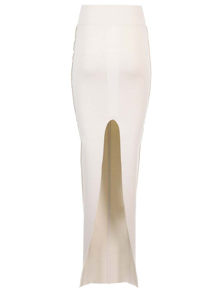 Rick Owens Knit Fitted Long Skirt Jackets - White | 331d7f88b1dd5302cec50d702dcc3bf65ad08155