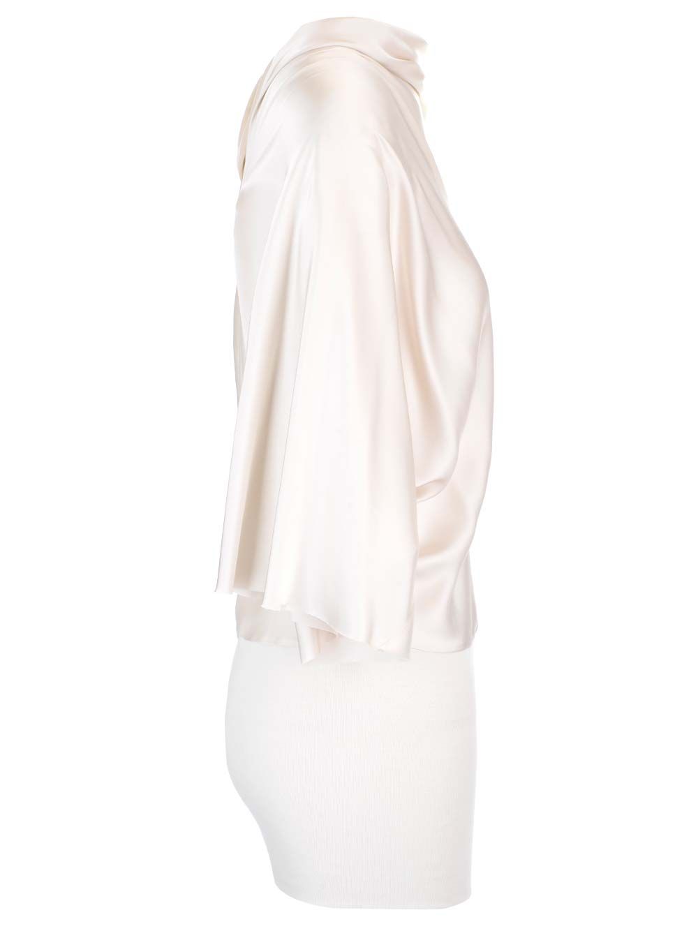 Rick Owens Charmeuse Viscose Cylinder Neck Top Tops - White | 3bd7d27050a6feb13800fd6b117a7bb0b1a410b4