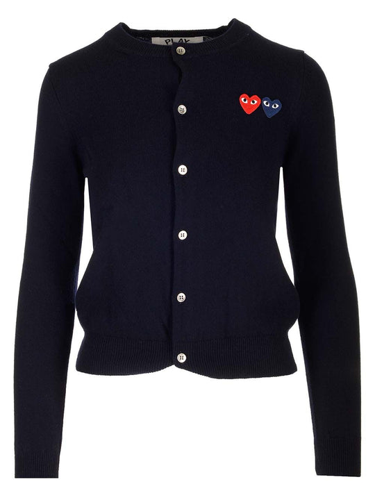 Crewneck Wool Cardigan Knitwear Blue