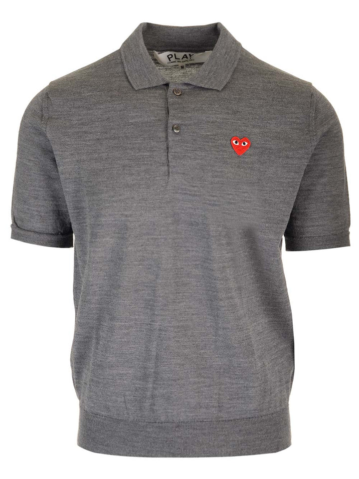 Comme Des Garcons Play Wool Polo Shirt Knitwear - Grey | 05adfb3ab9ec167971128b0fa694767608470c45