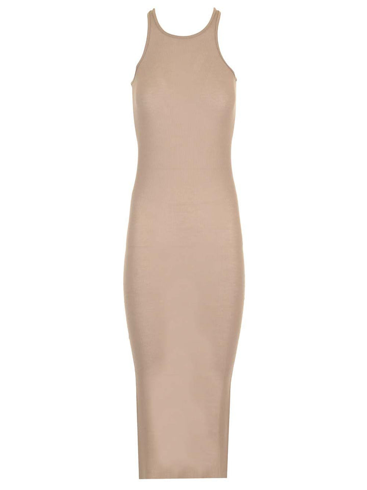 Rick Owens Ribbed Jersey Dress Dresses - Beige | 649d6cb317ac6b7221e98f36858b87bc6ed37c7a