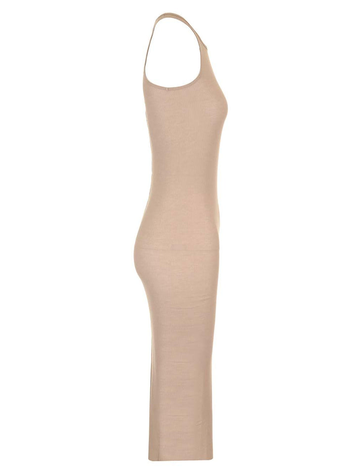 Rick Owens Ribbed Jersey Dress Dresses - Beige | aaffaa872c55bae1372e8f2e240b29b831ae4a16