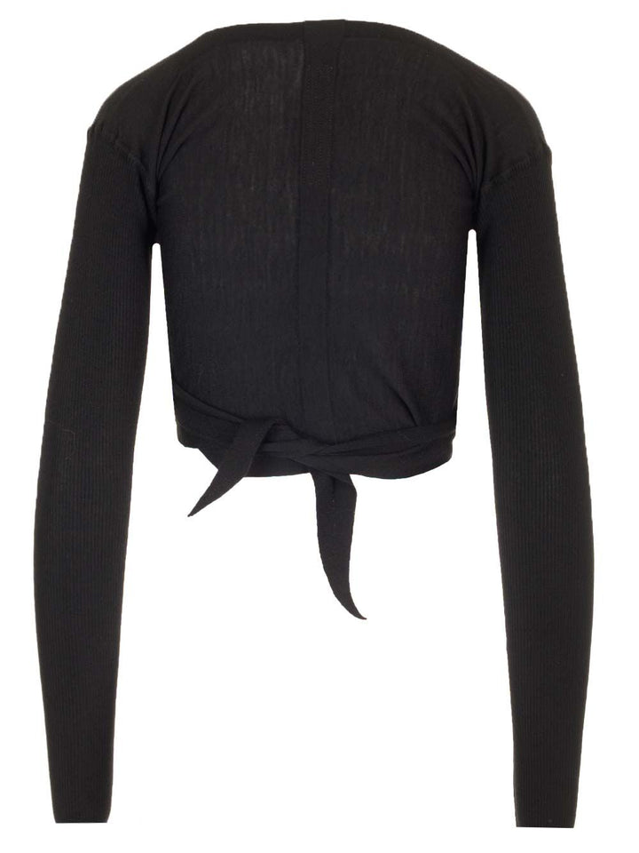 Rick Owens Wrap Top In Wool Knit Dresses - Black | b243d094114edf34f38b5a057505f65801a8d299