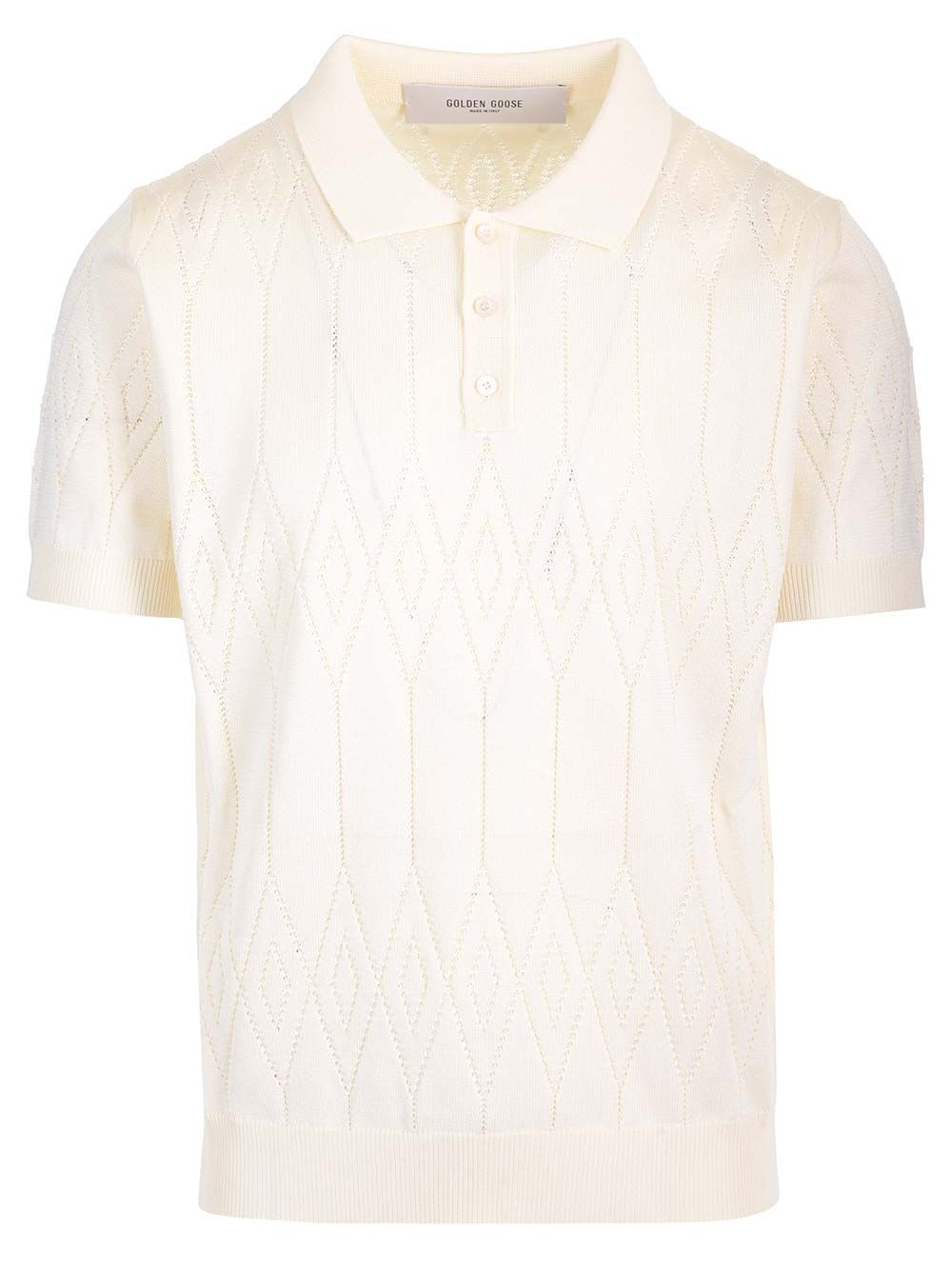 Golden Goose Deluxe Brand Knitted Polo Polo shirt - White | b2154221a3ca0ac6cd3434a33a7f86317571eaac