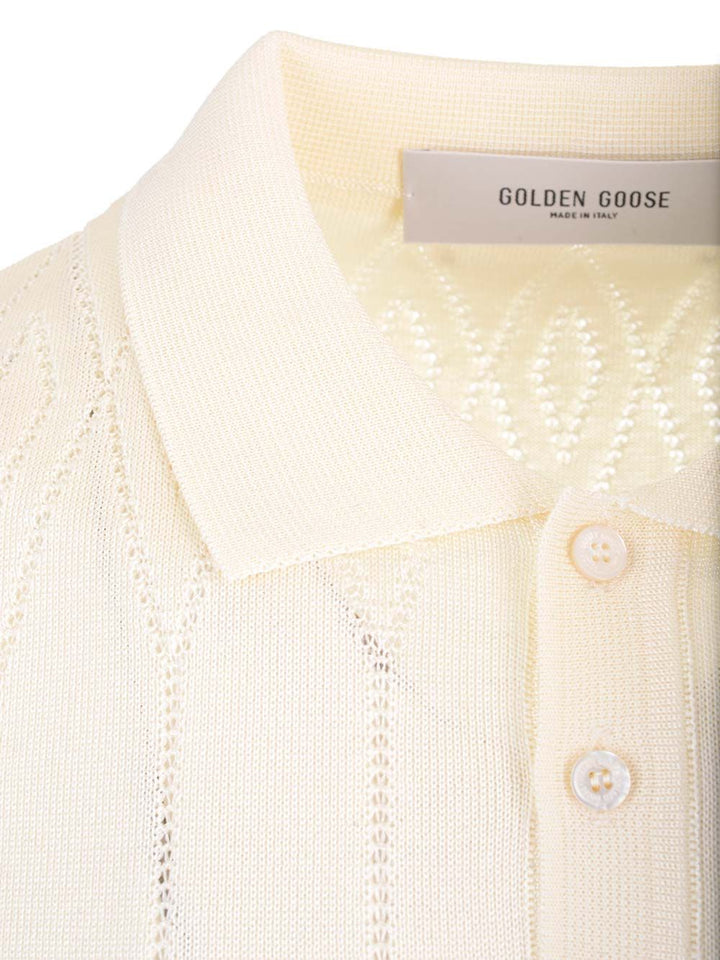 Golden Goose Deluxe Brand Knitted Polo Polo shirt - White | 1718edfdcad1c1e1dbd69275beb47286353d3e8b