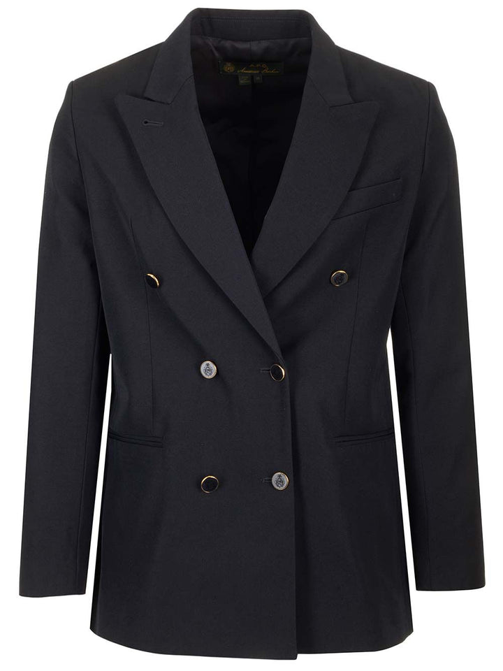 A.P.C. Double-Breasted Blazer Jackets - Blue | ec78a791cc0e6edc500baed8f3830b5488700cad