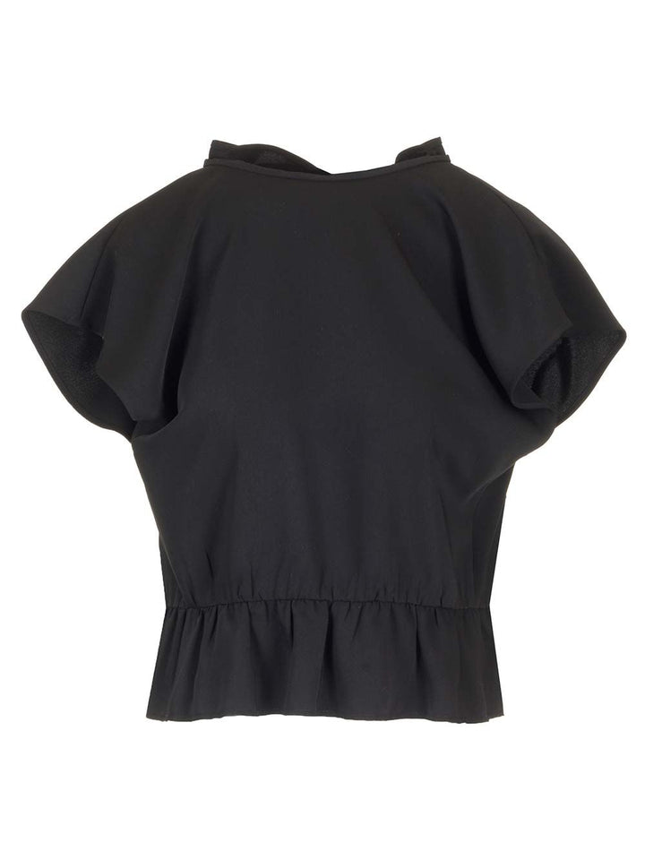Mm6 Maison Margiela Cropped Top With Cap Sleeves Tops - Black | acf02f63f4b2a4fae4c161e7b13e732035098475