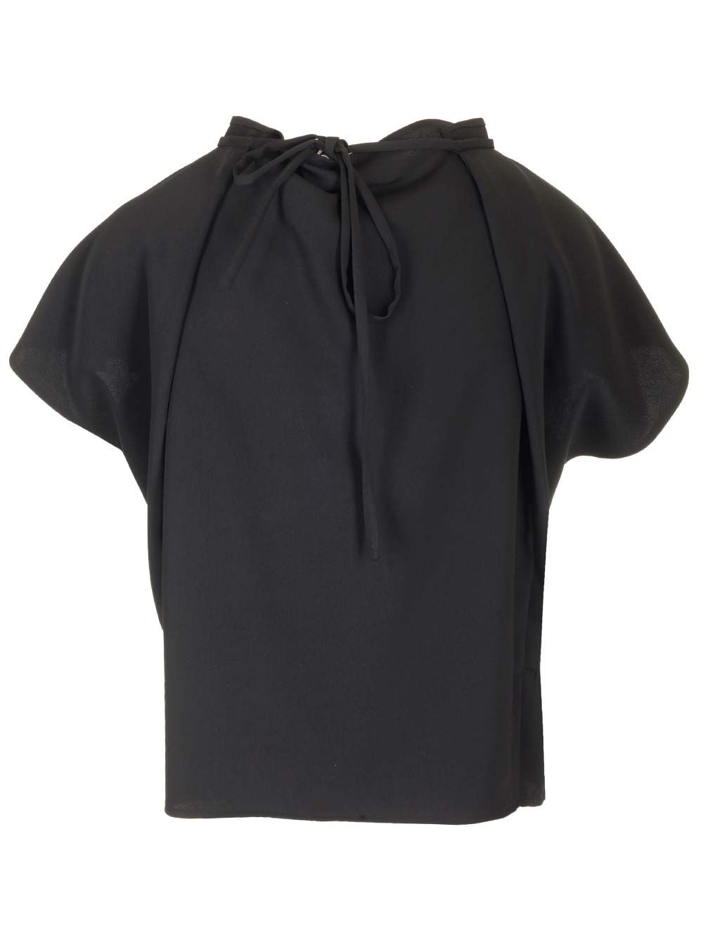 Mm6 Maison Margiela Cropped Top With Cap Sleeves Tops - Black | 5543c7b7a0a6b86cd3eff7204644fbcec46b4627