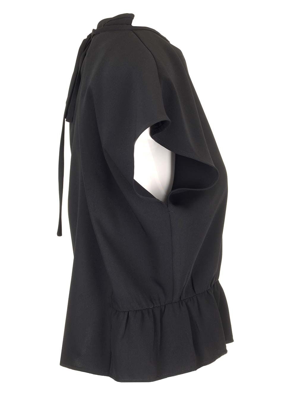 Mm6 Maison Margiela Cropped Top With Cap Sleeves Tops - Black | 6c3c6e3813a1aae77a44c56709666de088e1467a