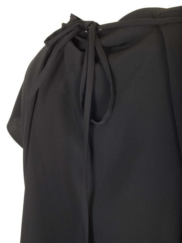Mm6 Maison Margiela Cropped Top With Cap Sleeves Tops - Black | 993b20f8713cba4cdd3a55c993585e2a9daf9634
