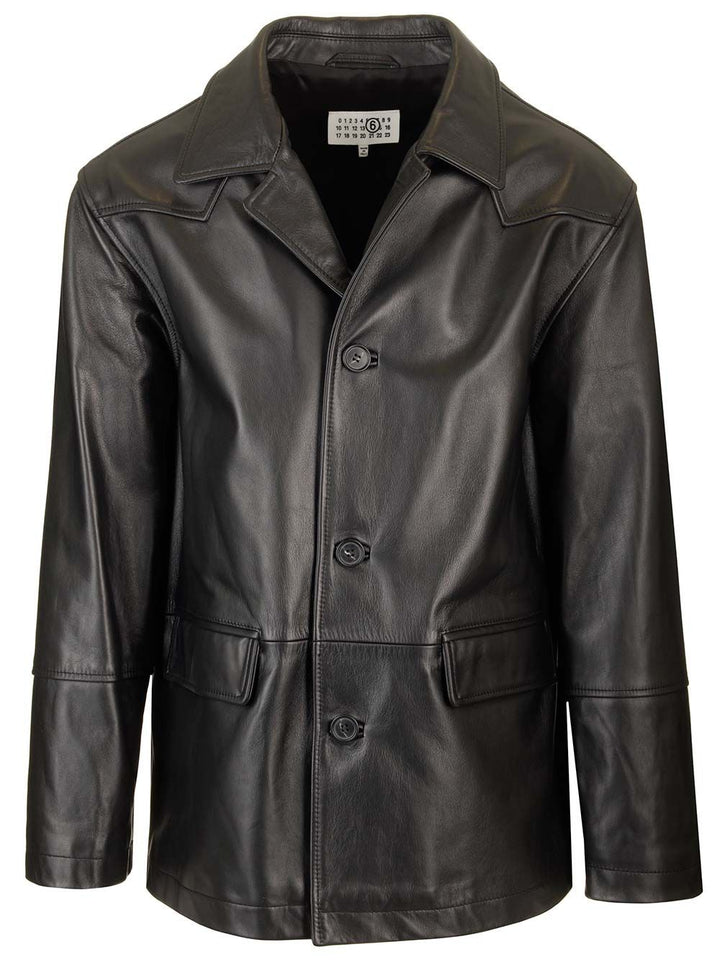Mm6 Maison Margiela Leather Jacket Jackets - Black | 7b1f95f799eb200edccc82195098aefb7b7b3e08