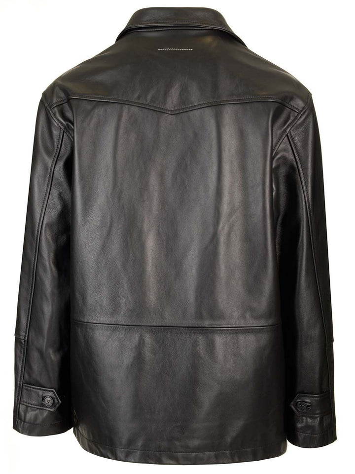 Mm6 Maison Margiela Leather Jacket Jackets - Black | 0b6867b3f6a59d0c9f0db50c7f4b59b0e6877d9a