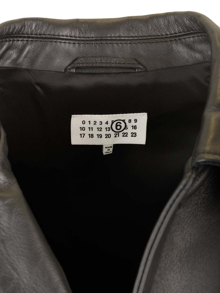 Mm6 Maison Margiela Leather Jacket Jackets - Black | fea736a9e1b753f5072ecc57c9be531a956105e4