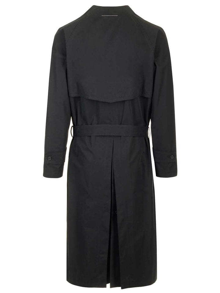Mm6 Maison Margiela Wool Coat With Belt Coats - Black | ce9df74a65d8ab0e56f6a5c03bc447de58eceef1