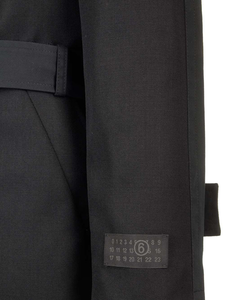 Mm6 Maison Margiela Wool Coat With Belt Coats - Black | aedd429af4550a31b41ffa6cdda5f005adf0e520
