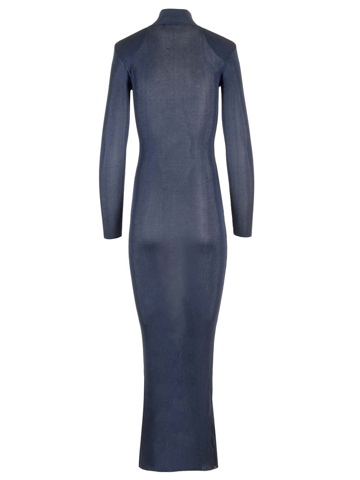 Self-Portrait Viscose Knit Fitted Dress Dresses - Blue | 49ed3ffc2a441a38df5c81d51b00d2c69bff0c36